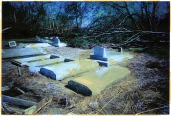 flooded Louisiana graveyard