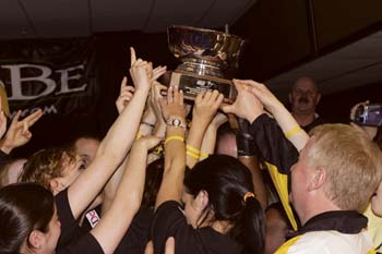 Shocker bowling team with trophy