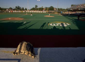 Baseball glove at Eck Stadium